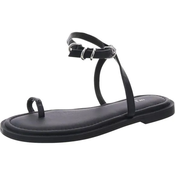 Rag &amp; Bone Womens Black Toe Loop Leather Ankle Strap Imperfections