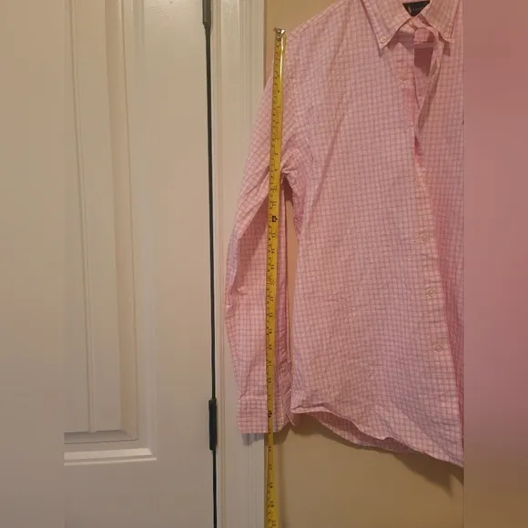 Ralph Lauren Pink White Checkered Long Sleeve Cotton Blue Horse Logo Shirt
