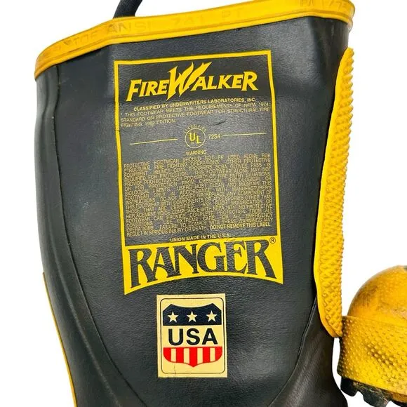 Ranger FireWalker Boots Nomex Lining Steel Toe Size 5 Medium Black Yellow EUC