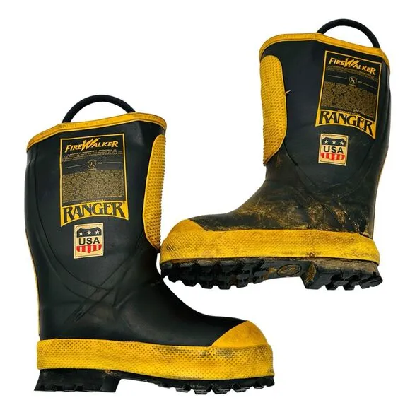 Ranger FireWalker Boots Nomex Lining Steel Toe Size 5 Medium Black Yellow EUC