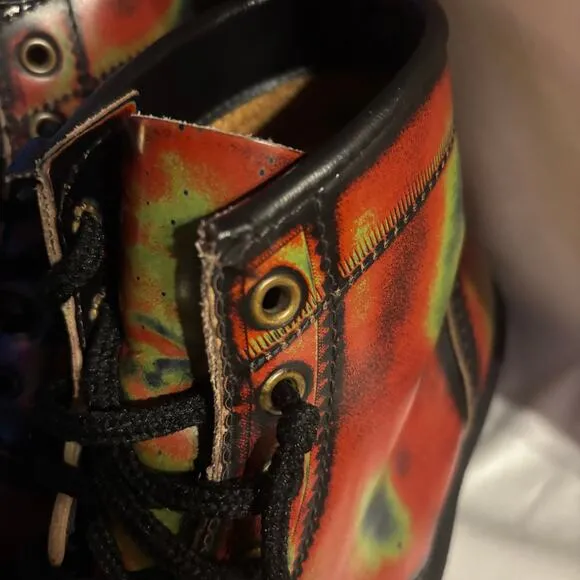 Rare Dr Doc Martens Tie Dye Boots 90s Vintage Original Made England US 8.5 UK 6