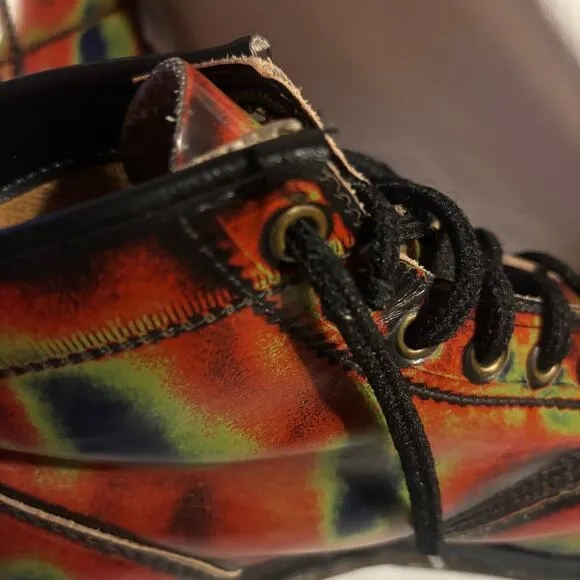 Rare Dr Doc Martens Tie Dye Boots 90s Vintage Original Made England US 8.5 UK 6