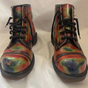 Rare Dr Doc Martens Tie Dye Boots 90s Vintage Original Made England US 8.5 UK 6