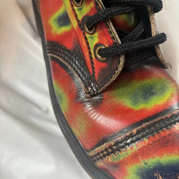 Rare Dr Doc Martens Tie Dye Boots 90s Vintage Original Made England US 8.5 UK 6