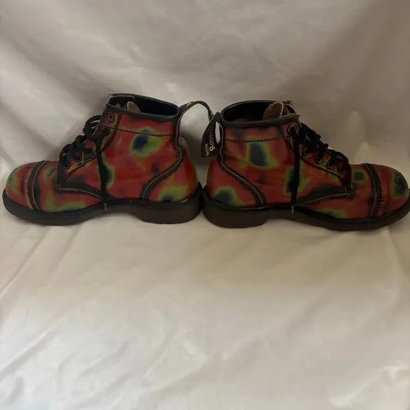 Rare Dr Doc Martens Tie Dye Boots 90s Vintage Original Made England US 8.5 UK 6
