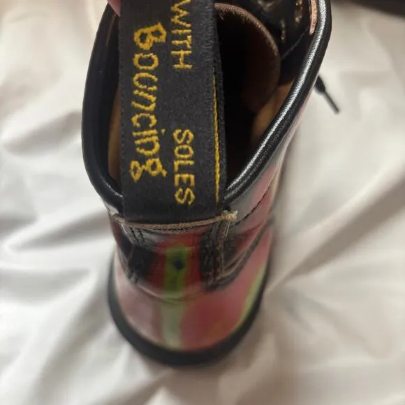 Rare Dr Doc Martens Tie Dye Boots 90s Vintage Original Made England US 8.5 UK 6