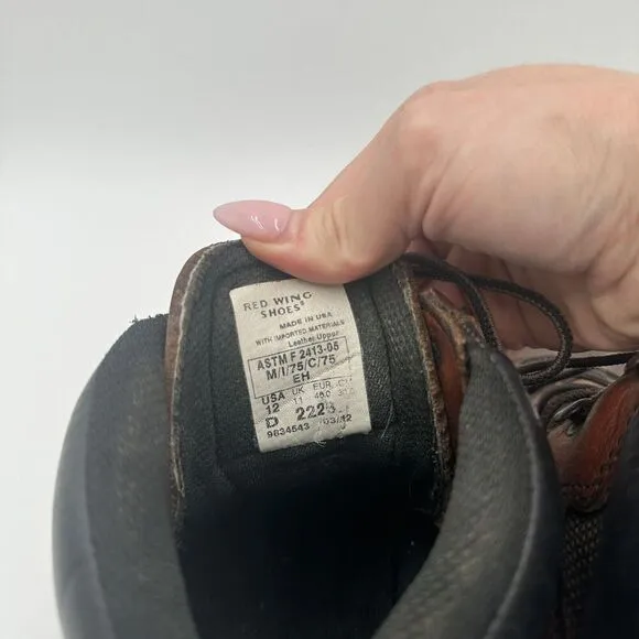 Red Wing 2226 Dyna-Force Mens Safety Toe Brown Leather Work Sport Boots Size 12