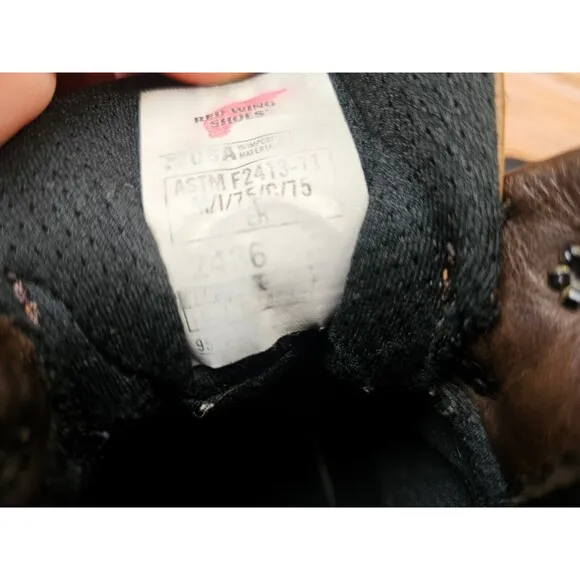 Red Wing #2436 USA Made Men's 9.5 Brown Leather Safety Steel Toe Work Boots