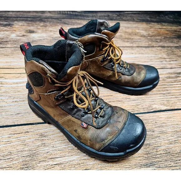 Red Wing #2436 USA Made Men's 9.5 Brown Leather Safety Steel Toe Work Boots