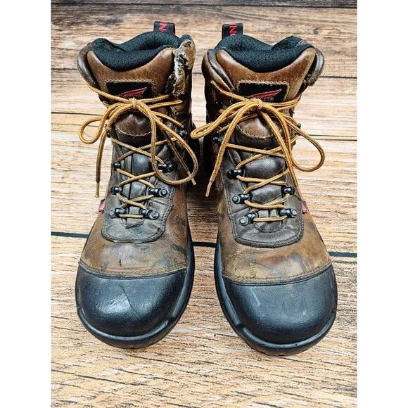 Red Wing #2436 USA Made Men's 9.5 Brown Leather Safety Steel Toe Work Boots
