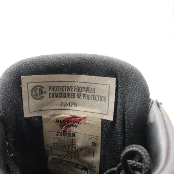 Red Wing 3507 Men’s 9.5 D Supersole 2.0 6” CSA Safety Toe Black Leather Boots