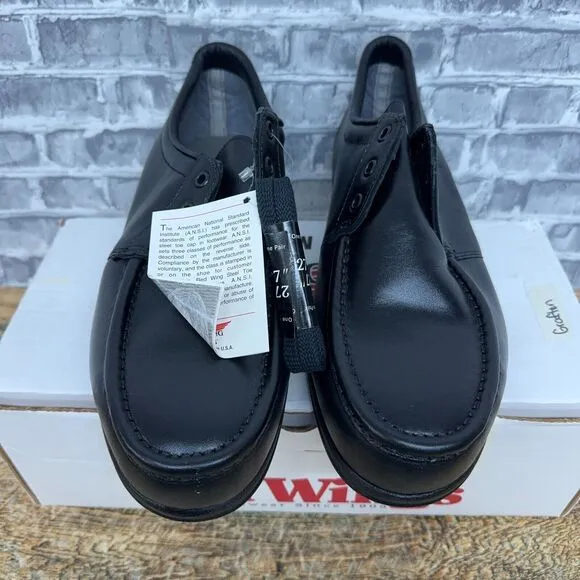 Red Wing 6604 Steel Toe Moc Toe Shoes Black Leather USA‎ Mens Size 12 EEE New