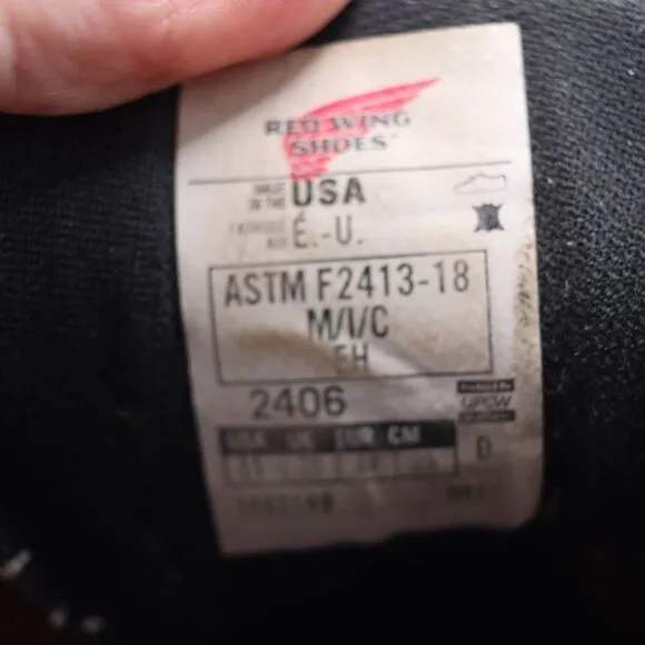 Red Wing Baker Boots 2406 Steel Safety Toe Mens Work Boots 11