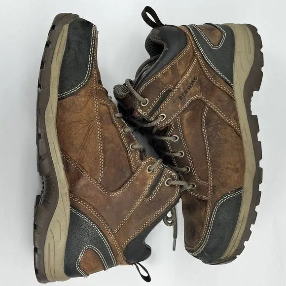 Red Wing Brown Leather Steel Safety Toe‎ Rubber Sole Lace Up Ankle Boots Sz 11