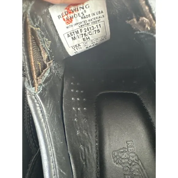 Red Wing Shoes 6646 Men’s 11.5 D Black Leather Steel Toe Safety Slip On (11/12)
