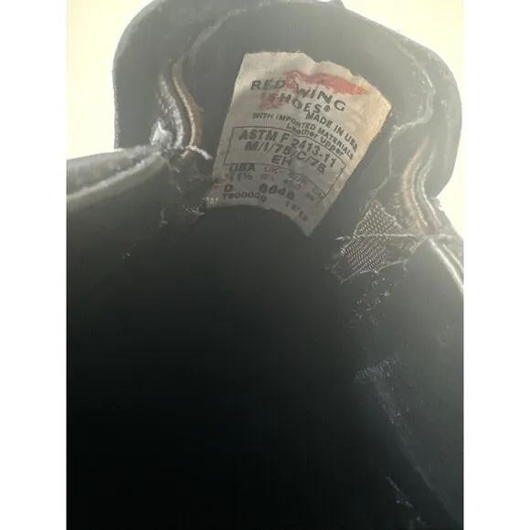 Red Wing Shoes 6646 Men’s 11.5 D Black Leather Steel Toe Safety Slip On (11/12)