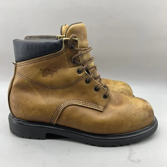 Red Wing Steel Toe Gore-Tex Work Boots Men Size 9.5 EE Brown Leather Lace Shoes
