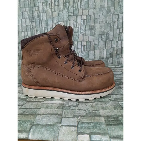Red Wing Traction Tred Women 8 D Brown Leather Waterproof Safety Toe Boots