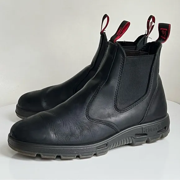 Redback Easy Escape UBBK Black Leather Steel Toe Black Slip On Safety Boots