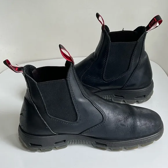 Redback Easy Escape UBBK Black Leather Steel Toe Black Slip On Safety Boots