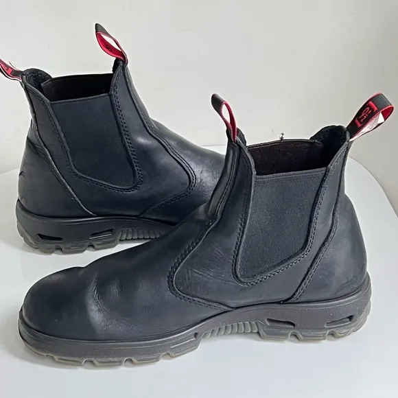 Redback Easy Escape UBBK Black Leather Steel Toe Black Slip On Safety Boots