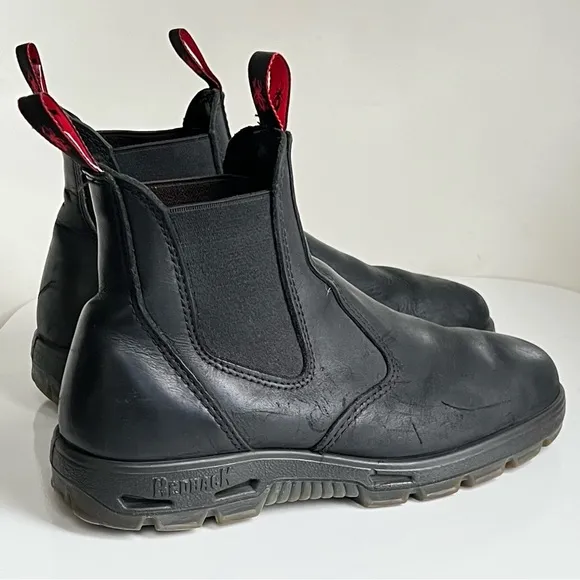 Redback Easy Escape UBBK Black Leather Steel Toe Black Slip On Safety Boots