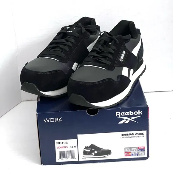 Reebok Harman Work Sneakers Comp Toe Slip Resistant Suede‎ Leather Shoes