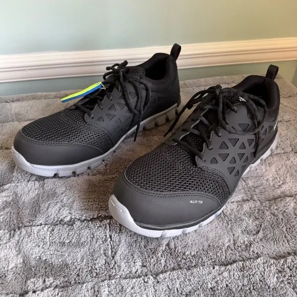 REEBOK Sublite Cushion Mens 11.5 Alloy Toe Athletic Work Shoes RB4041 Black
