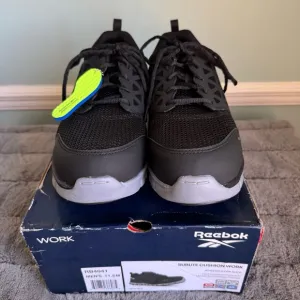 REEBOK Sublite Cushion Mens 11.5 Alloy Toe Athletic Work Shoes RB4041 Black