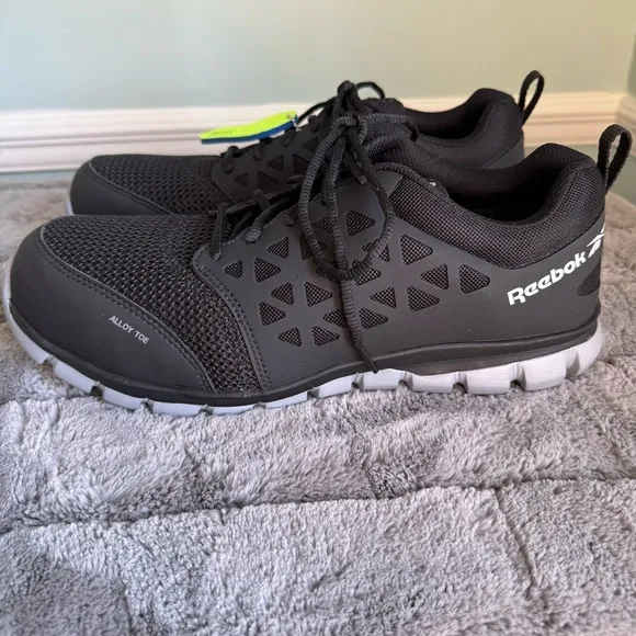 REEBOK Sublite Cushion Mens 11.5 Alloy Toe Athletic Work Shoes RB4041 Black