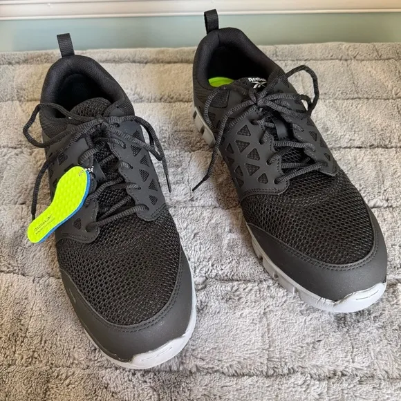 REEBOK Sublite Cushion Mens 11.5 Alloy Toe Athletic Work Shoes RB4041 Black