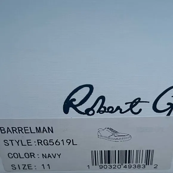 Robert Graham Barrelman Leather Sneakers In Navy Blue Size 11