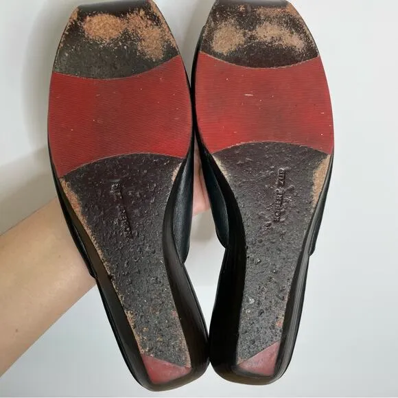 Robert Zur black floral leather mule slip on flat shoes Women's size 9M