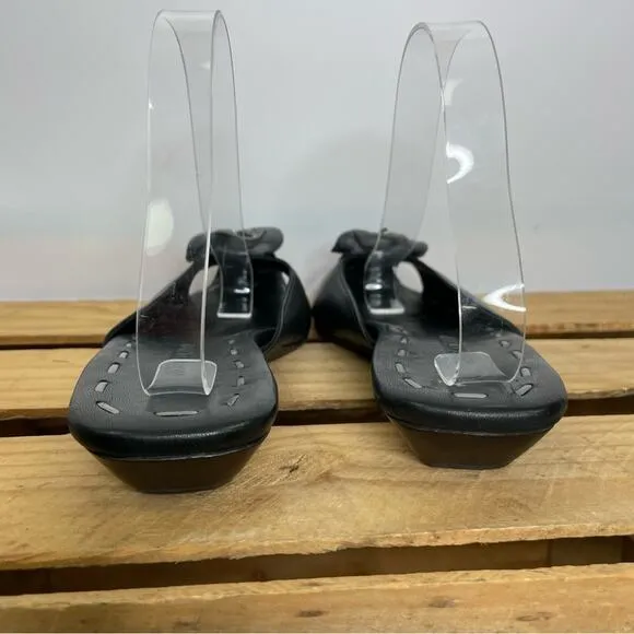 Robert Zur black floral leather mule slip on flat shoes Women's size 9M