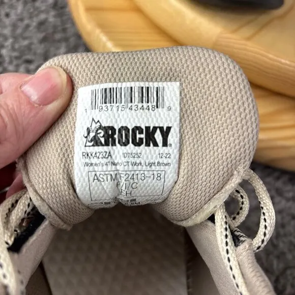 Rocky V-Lite 4&quot; Nano Composite Work Shoe Womens 8.5 Light Brown Safety Sneaker