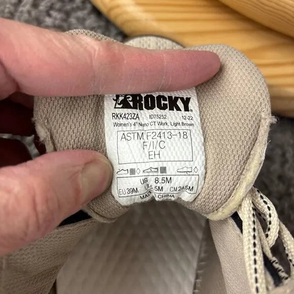Rocky V-Lite 4&quot; Nano Composite Work Shoe Womens 8.5 Light Brown Safety Sneaker
