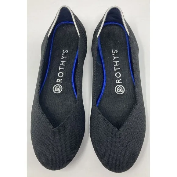 ROTHY'S The Flat Womens Size US 7 Black Round Toe Shoes‎ Ballet Style EUC