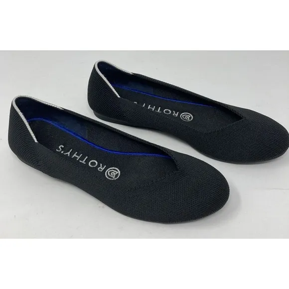 ROTHY'S The Flat Womens Size US 7 Black Round Toe Shoes‎ Ballet Style EUC