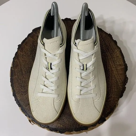 Rothy’s The Lace Up Sneakers Shoes Women’s Size 9 Vanilla Textile Stretch Cuff