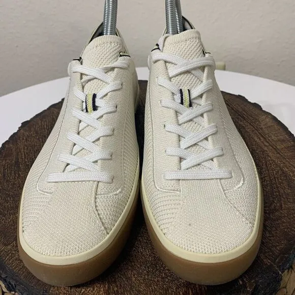 Rothy’s The Lace Up Sneakers Shoes Women’s Size 9 Vanilla Textile Stretch Cuff