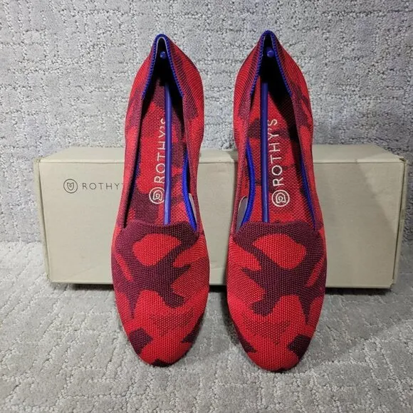 Rothy's The Loafer Red Camo Round Toe Flats Shoes Women's Multiple Sizes RETIRED