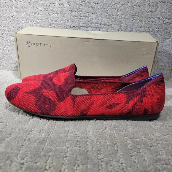 Rothy's The Loafer Red Camo Round Toe Flats Shoes Women's Multiple Sizes RETIRED