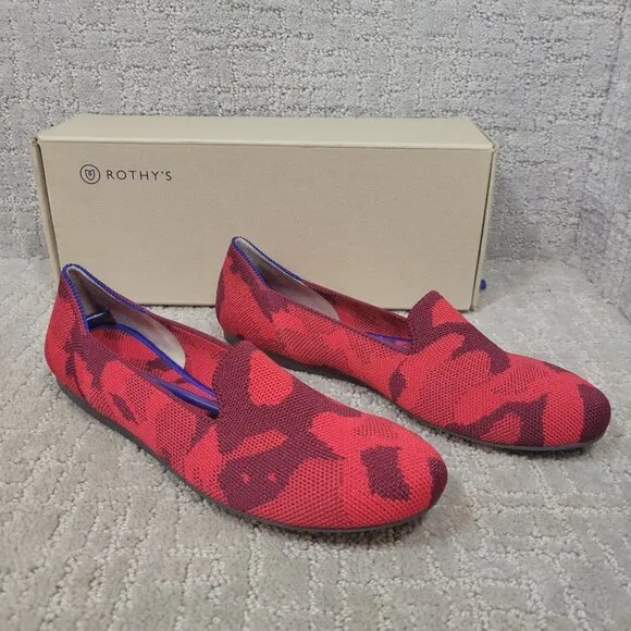 Rothy's The Loafer Red Camo Round Toe Flats Shoes Women's Multiple Sizes RETIRED