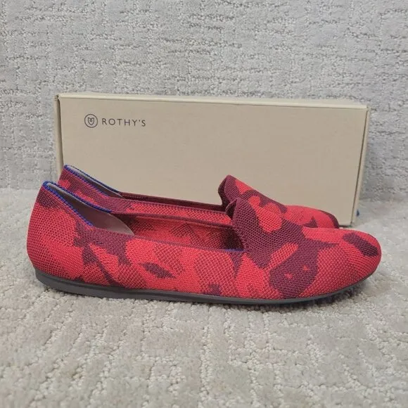Rothy's The Loafer Red Camo Round Toe Flats Shoes Women's Multiple Sizes RETIRED