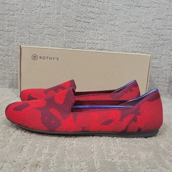 Rothy's The Loafer Red Camo Round Toe Flats Shoes Women's Multiple Sizes RETIRED