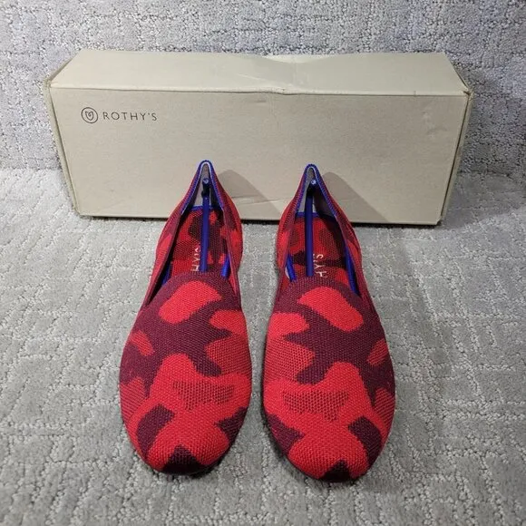 Rothy's The Loafer Red Camo Round Toe Flats Shoes Women's Multiple Sizes RETIRED