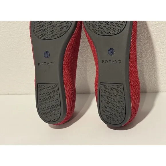 Rothy’s Womens The Point Ballet Flats Shoes Sz 5 Red Slip On Comfort Casual Work