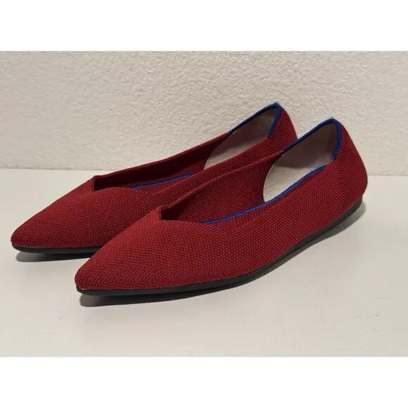 Rothy’s Womens The Point Ballet Flats Shoes Sz 5 Red Slip On Comfort Casual Work