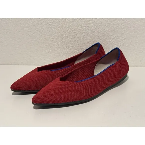 Rothy’s Womens The Point Ballet Flats Shoes Sz 5 Red Slip On Comfort Casual Work