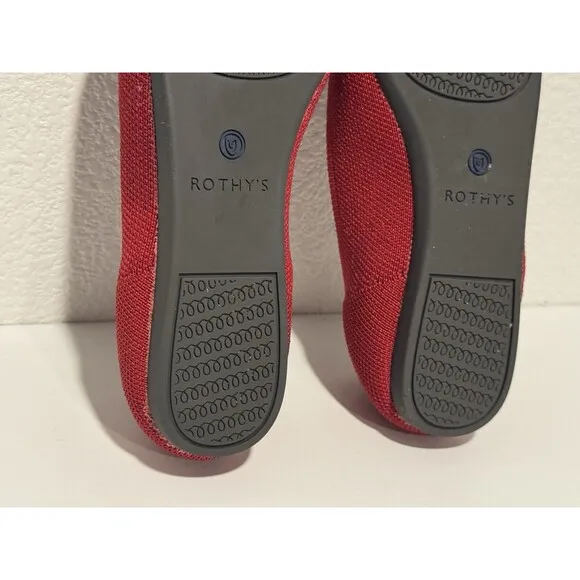 Rothy’s Womens The Point Ballet Flats Shoes Sz 5 Red Slip On Comfort Casual Work